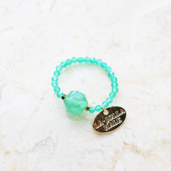 Green aventurine and green agate ring