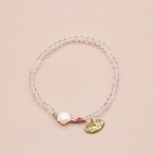 【闪耀如星尘】水晶×粉色贝壳×粉色蓝宝石手链