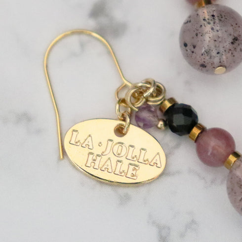 【・MA・YO・KE・】マイカインローズクォーツ×オニキス×ローズクォーツ ピアス