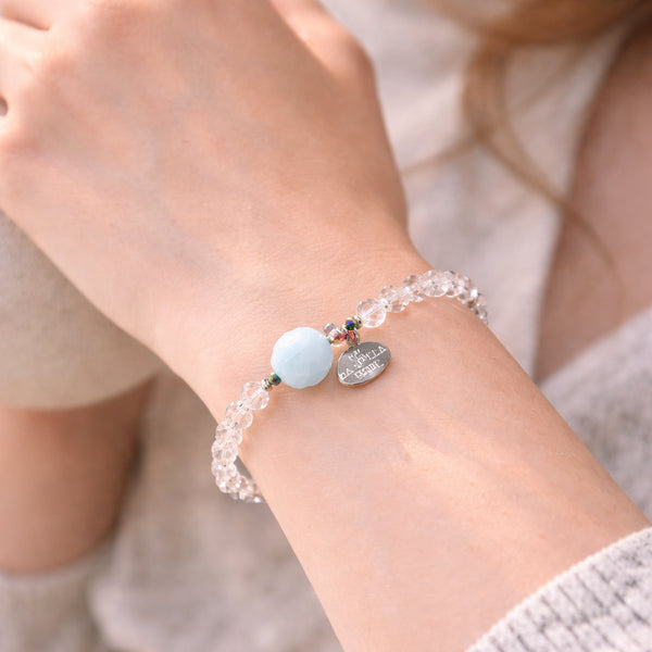 【Deep Sea Party】アクアマリン×水晶 ブレスレット