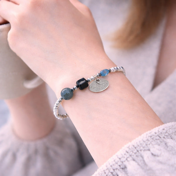 【Deep Sea Party】ブラックアクアマリン×アクアマリン×マグネサイト ブレスレット