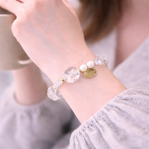 【Shining Like Stardust】白水晶×爆裂白水晶×碎贝壳×珍珠母贝手链
