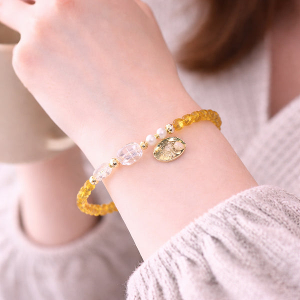 【Shining Like Stardust】レインボークォーツ×水晶×クォーツァイト ブレスレット