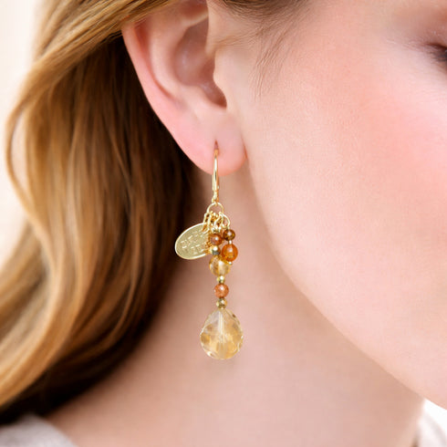 【Like a Honey Candy】シトリン×サンストーン ピアス