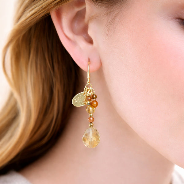 【Like a Honey Candy】シトリン×サンストーン ピアス