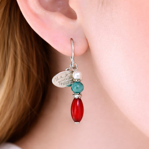 【Be Loved Turquoise】ターコイズ×コーラル×パール ピアス