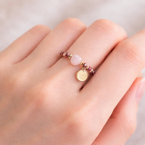 【Flames of Crimson】ピンクシェル×人工ルビー×ガーネット