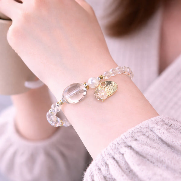 【Shining Like Stardust】亀甲天珠×水晶×オーロラオーラ×クラック水晶 ブレスレット