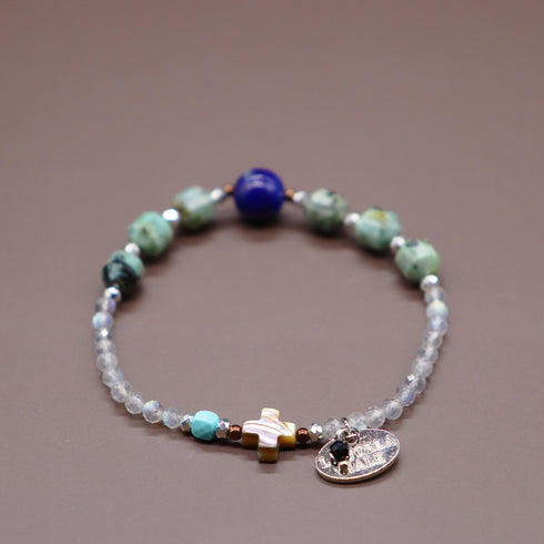 【Be Loved Turquoise】ターコイズ×ラピスラズリ×アフリカンターコイズ×ラブラドライト ブレスレット