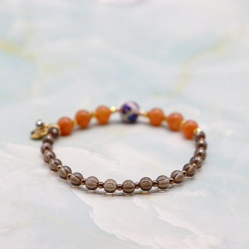 【对斋浦尔的渴望】玳瑁天珠 x 橙色东陵玉 x 烟晶手链