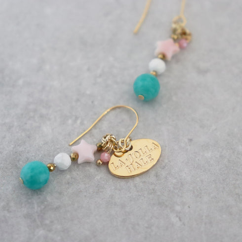 クィーンコンクシェル×アマゾナイト×マグネサイト ピアス