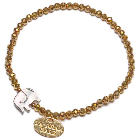 【Lovely Zoo】ブラックシェル×ゴールドヘマタイト ブレスレット