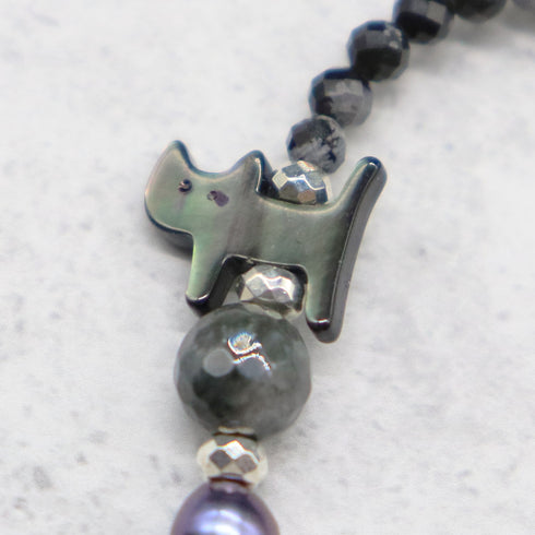 【Lovely Zoo】賽瓶天珠×ブラックシェル×スノーフレークオブシディアン ブレスレット