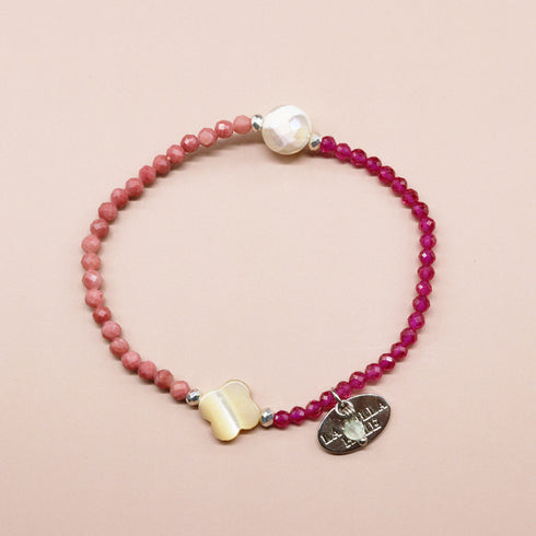 【绯红之焰】玳瑁天珠、人造红宝石、蛭石囊肿、珍珠母贝手链