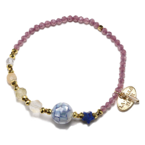 【Starry Sky Fragment】ラピスラズリ×プレスレシェル×シトリン×ジルコニア ブレスレット