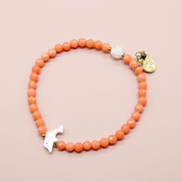 【可爱动物园】珍珠母贝 x 珊瑚 x 裂纹石英手链
