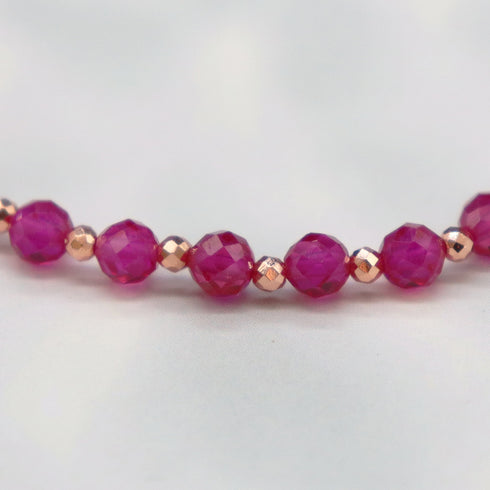 宝瓶天珠 x 粉色紫水晶 x 人造红宝石手链