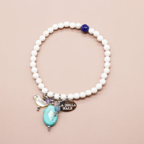【Lovely Zoo】マグネサイト×マグネサイトターコイズ×マザーオブパール ブレスレット