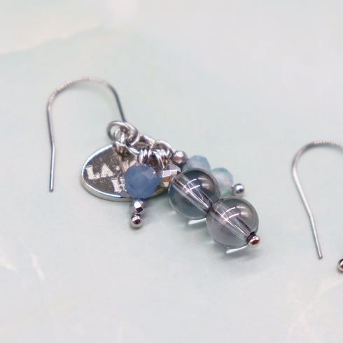 【Deep Sea Party】アクアマリン×シルバーオーラ ピアス