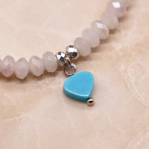 【Blooming Pink Roses】ローズクォーツ×パール×マグネサイトターコイズ ブレスレット