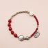 【Flames of Crimson】水紋天珠×人工ルビー×ラブラドライト×ブラックシェル ブレスレット