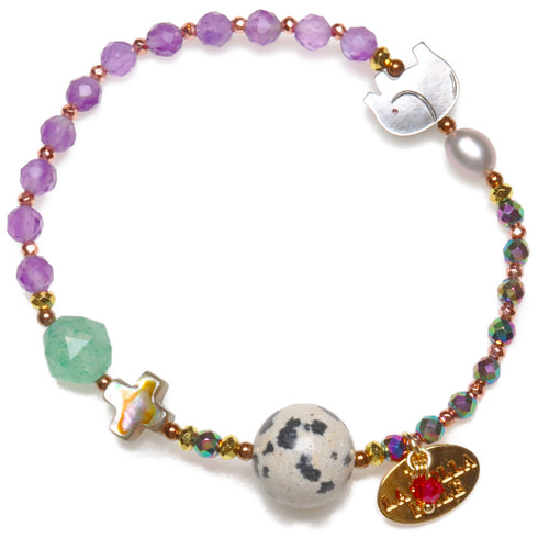 【对斋浦尔的渴望】绿东陵玉 x 达尔马提亚碧玉 x 紫水晶手链