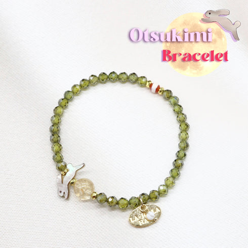 【Otsukimi Bracelet】ブラックシェル×シトリン×ジルコニア ブレスレット