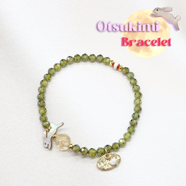 【Otsukimi Bracelet】ブラックシェル×シトリン×ジルコニア ブレスレット