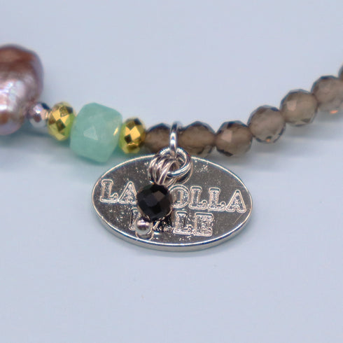 【Starry Sky Fragment】亀甲天珠×ラピスラズリ×アバロニシェル×スモーキークォーツ ブレスレット