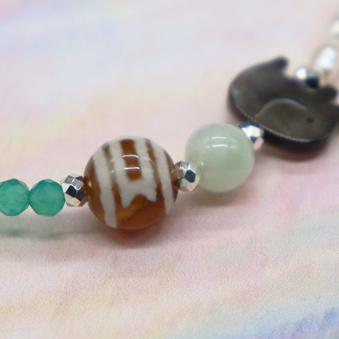 【ONLINE SHOP限定】【CLEAN UP】天地天珠×グリーンアゲート×ロードナイトシリカ ブレスレット