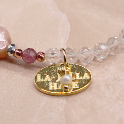 【闪耀如星尘】水晶×粉色贝壳×粉色蓝宝石手链