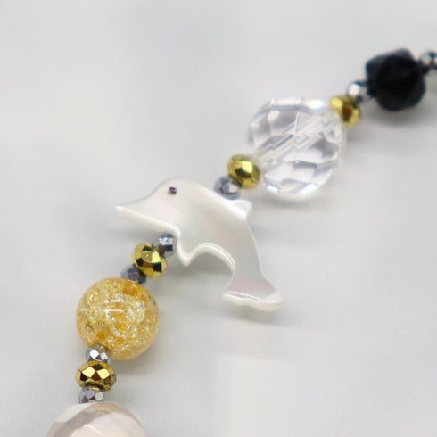 【可爱动物园】水波纹天珠 x 海蓝宝石 x 锆石 x 珍珠母贝手链