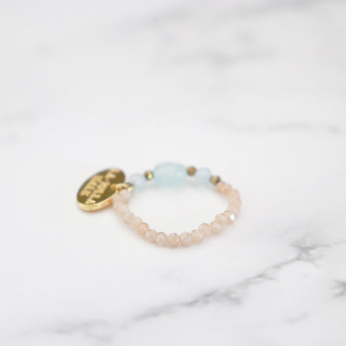 【Deep Sea Party】アクアマリン×オレンジムーンストーン リング