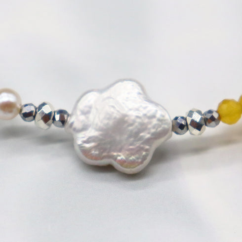 【Mermaid Teardrops】パール×シトリン×クォーツァイト ブレスレット