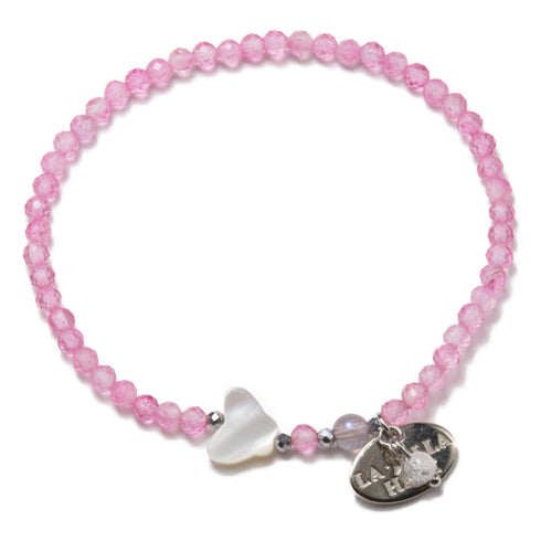 【粉色!粉色!粉色!】珍珠母贝、粉色托帕石和薰衣草色水蓝色光环手链