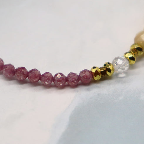 【Starry Sky Fragment】ラピスラズリ×プレスレシェル×シトリン×ジルコニア ブレスレット