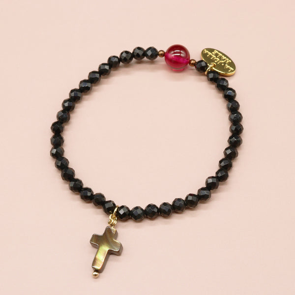 【绯红之焰】红宝石×合成红宝石×薰衣草紫水晶×高岭土手镯