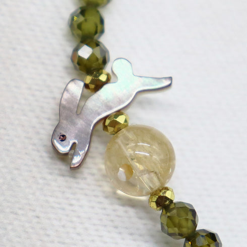 【Otsukimi Bracelet】ブラックシェル×シトリン×ジルコニア ブレスレット