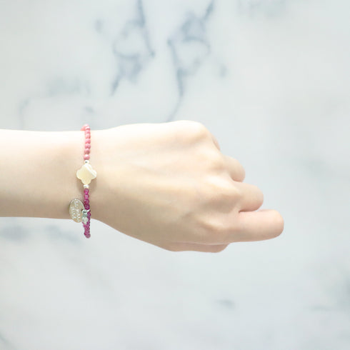 【绯红之焰】玳瑁天珠、人造红宝石、蛭石囊肿、珍珠母贝手链