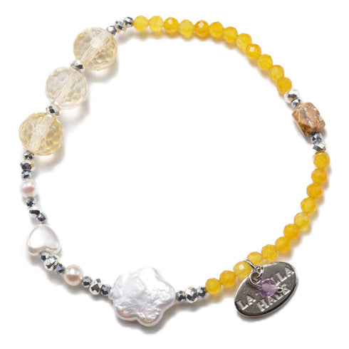 【Mermaid Teardrops】パール×シトリン×クォーツァイト ブレスレット