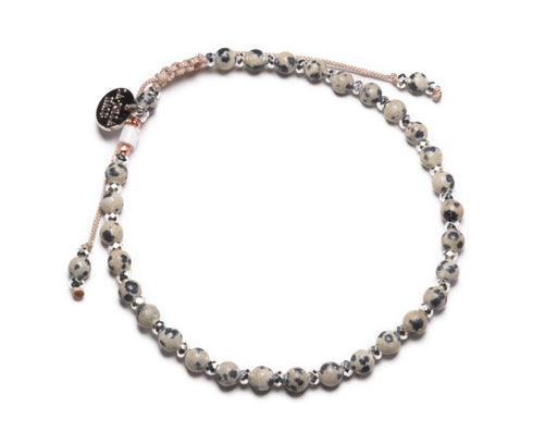 【Little Things for Summer】ダルメシアンジャスパー×マグネサイト×シルバーヘマタイト アンクレット