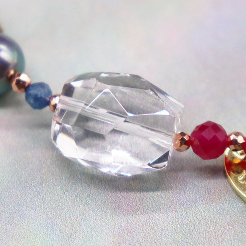 【ONLINE SHOP限定】【CLEAN UP】天地天珠×アコヤパール×水晶×人工ルビー ブレスレット