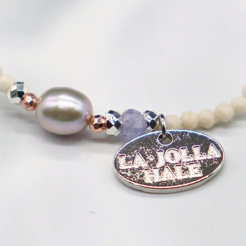 【美人鱼泪滴】珍珠 x 坦桑石 x 河卵石手链