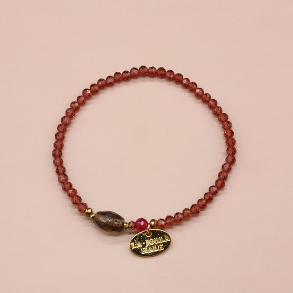 【・MA・YO・KE・】スモーキークォーツ×ガーネット×人工ルビー ブレスレット