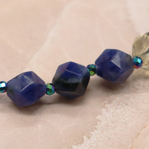 【绯红之焰】合成红宝石 x 柠檬石英 x 方钠石手链