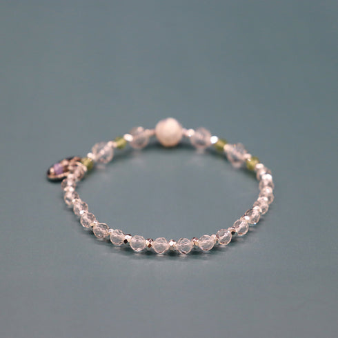 【Green Light Sunshine】水紋天珠×ペリドット×水晶 ブレスレット