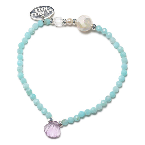 【Mermaid Teardrops】亀甲天珠×パール×水晶×アマゾナイト ブレスレット