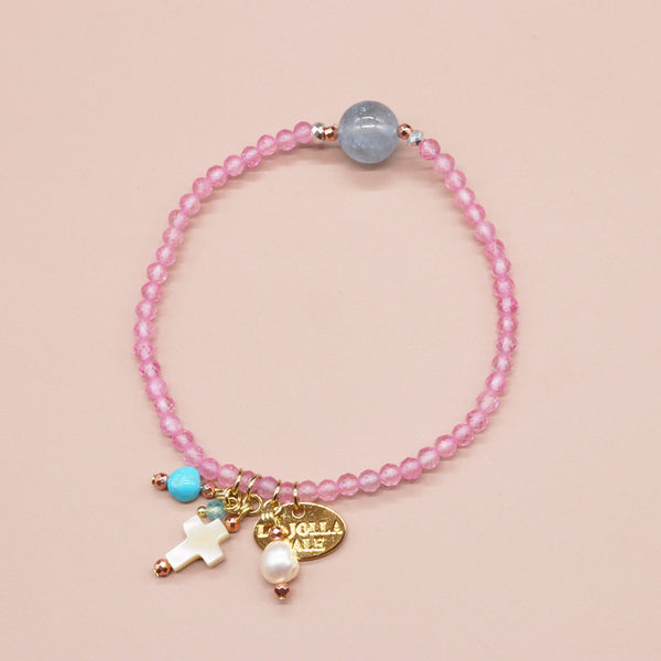 【Be Loved Turquoise】スリーピングビューティーターコイズ×ブラックアクアマリン×トパーズブレスレット