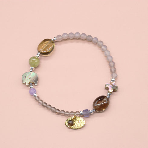 【Open the Jewelry Box!】グリーンガーネット×タンザナイト×ビアクォーツ×グレーオニキス ブレスレット