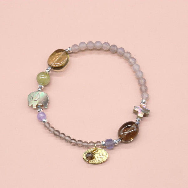 【Open the Jewelry Box!】グリーンガーネット×タンザナイト×ビアクォーツ×グレーオニキス ブレスレット